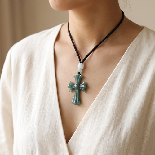 Blue Water Cross Pendant Necklace
