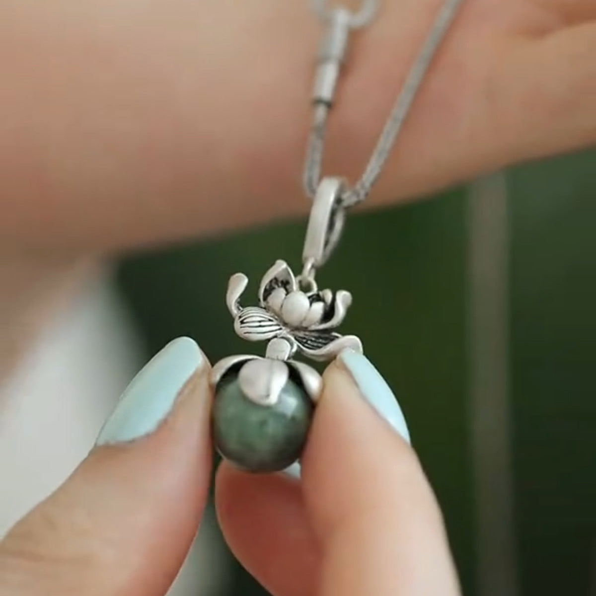 Vintage Lotus Pendant Necklace