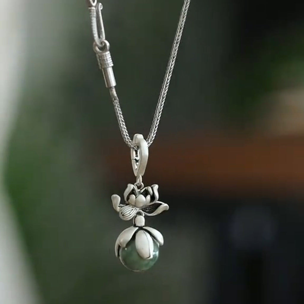 Vintage Lotus Pendant Necklace
