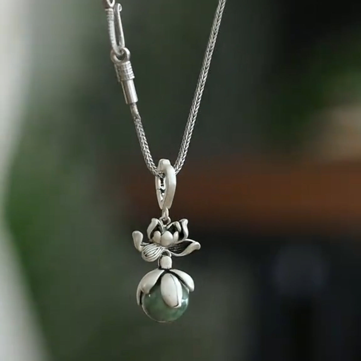 Vintage Lotus Pendant Necklace