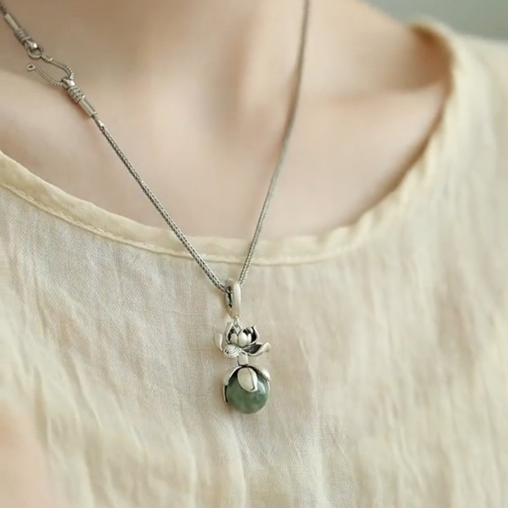 Vintage Lotus Pendant Necklace